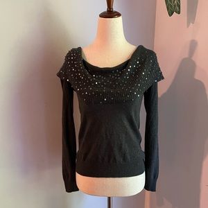 Forever 21 Womens size small grey knit sequin cowl neck sweater